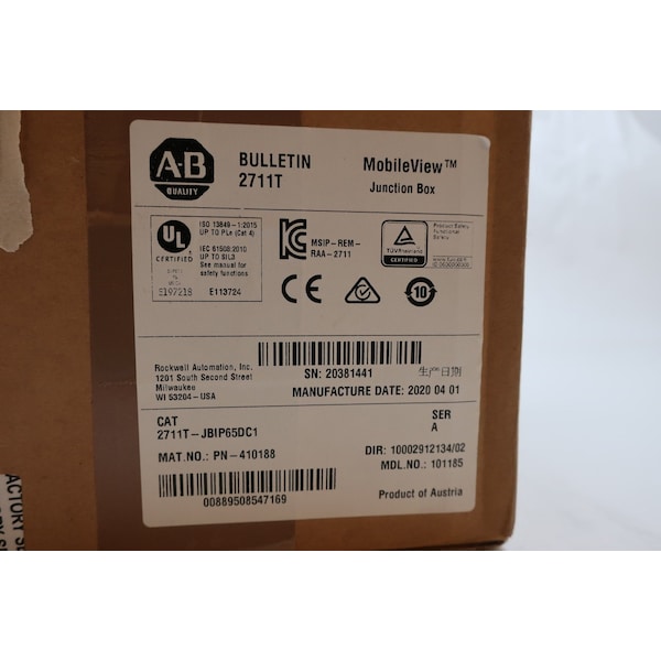 Caja de conexiones Allen Bradley Mobile View SER A para paneles de interfaz de operador, partes y accesorios - 2711T-JBIP65DC1.