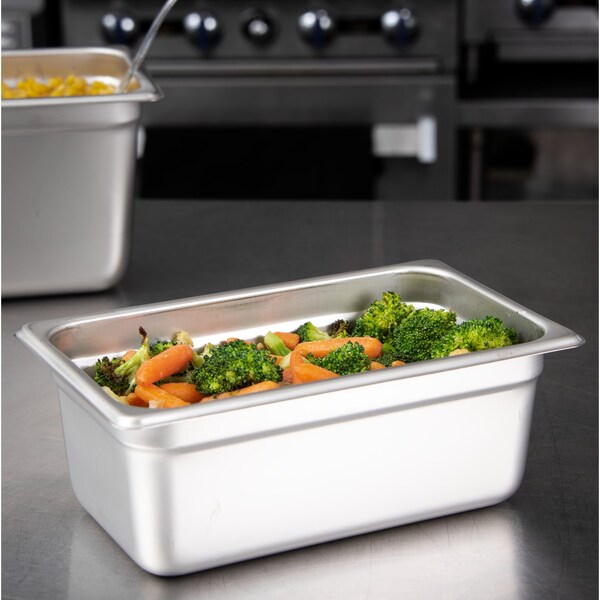 Carlisle Foodservice Qtr-Sz Lt Ga. SS Steam Table Pan, 4", PK6 - 607144