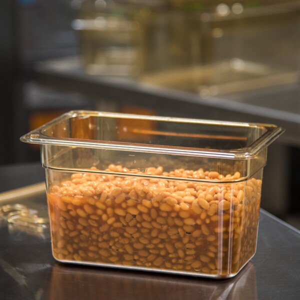 Carlisle Foodservice Food Pan HH, 6", DP, 1/4, Amber, PK6 - 3088213