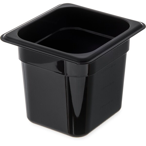 Carlisle Foodservice Food Pan PC, 6", DP, 1/6, Blk, PK6 - 3068503