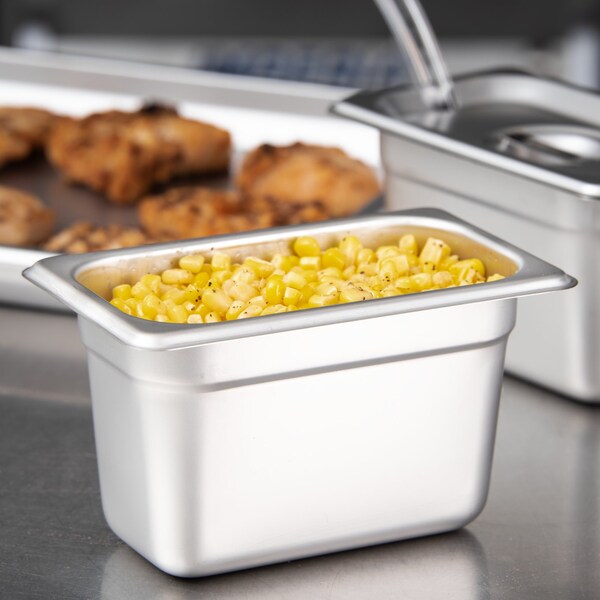 Carlisle Foodservice Lt Ga. SS Steam Table Pan, 1/9, 4", PK6 - 607194