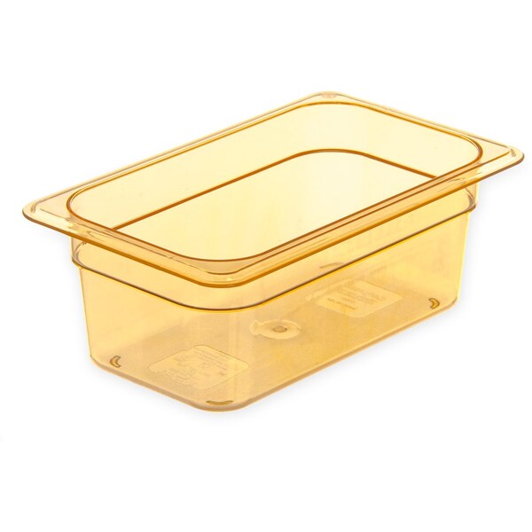 Carlisle Foodservice Food Pan HH, 4", DP, 1/4, Amber, PK6 - 3088113