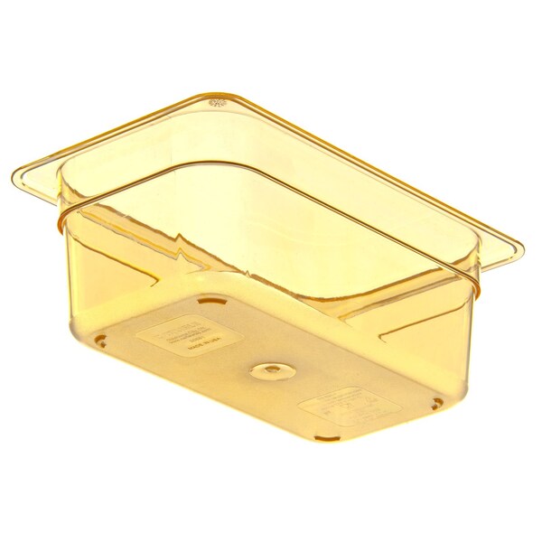 Carlisle Foodservice Food Pan HH, 4", DP, 1/4, Amber, PK6 - 3088113