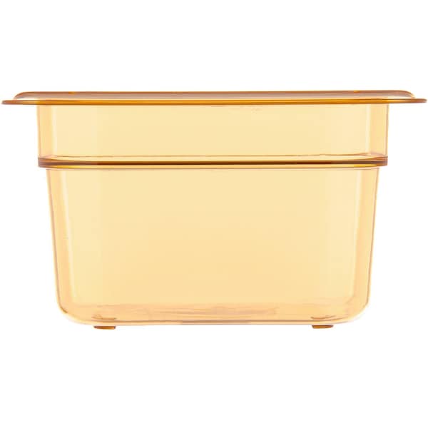 Carlisle Foodservice Food Pan HH, 4", DP, 1/6, Amber, PK6 - 3088413