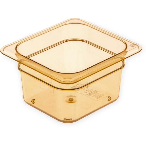 Carlisle Foodservice Food Pan HH, 4", DP, 1/6, Amber, PK6 - 3088413