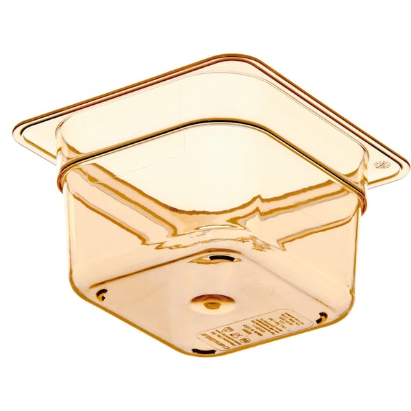 Carlisle Foodservice Food Pan HH, 4", DP, 1/6, Amber, PK6 - 3088413