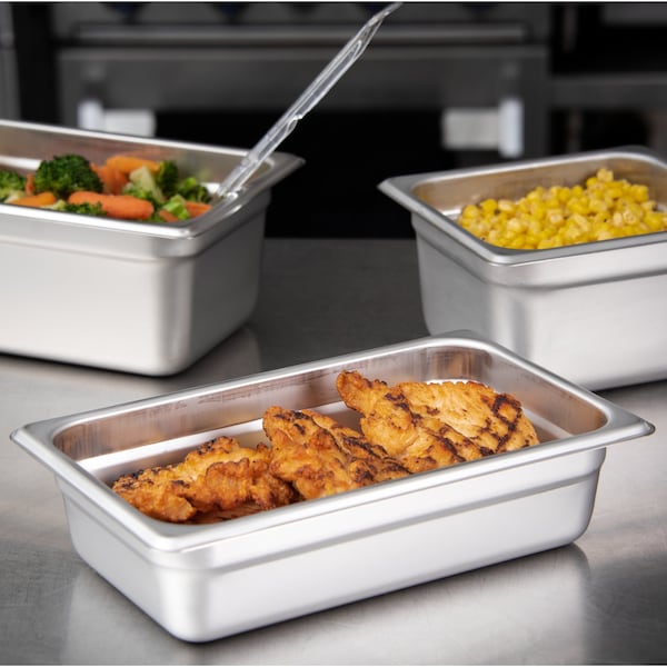 Carlisle Foodservice Qtr-Sz Lt Ga. SS Steam Tbl Pan, 2.5", PK6 - 607142