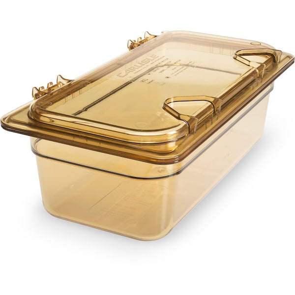 Carlisle Foodservice Food Pan HH, 4", DP, 1/3, Amber, PK6 - 3086113