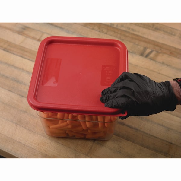 Carlisle Foodservice Squares Food Storage Container Lid, 9 x 9 x 0.63, Red, Plastic - 1197105