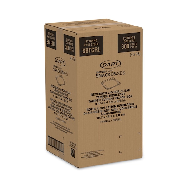 Dart TamperGuard Snack Box Lid, 5.9 x 5.9 x 0.4, Clear, Plastic, 300PK - SBTGRL