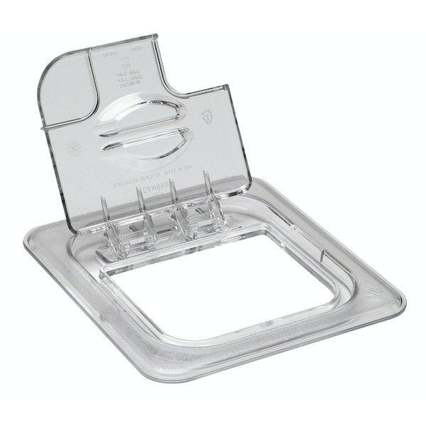 Cambro Cambro - Fliplid Food Pan Cover, 1/6 Size, Notched, Hinged, Polycarbonate, Clear, NSF - 60CWLN135