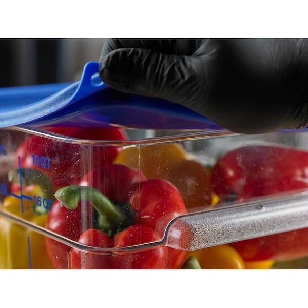Carlisle Foodservice Squares Food Storage Container Lid, 11.38 x 11.38 x 0.63, Blue, Plastic - 1197260