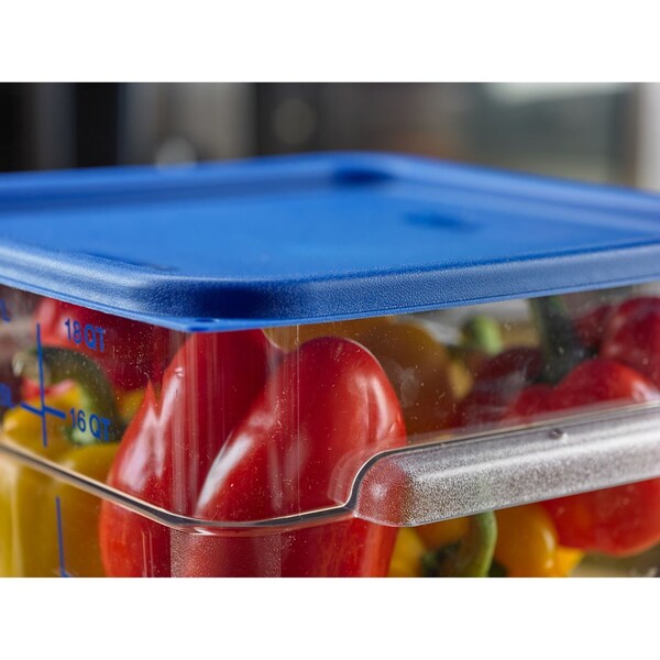Carlisle Foodservice Squares Food Storage Container Lid, 11.38 x 11.38 x 0.63, Blue, Plastic - 1197260
