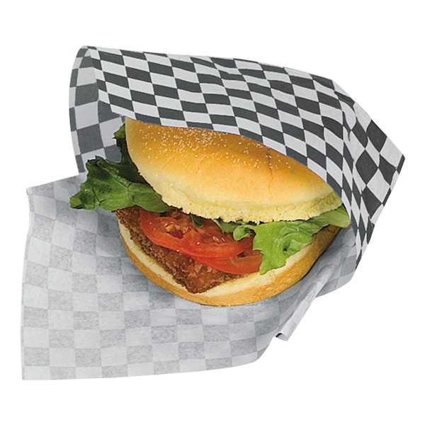 Bagcraft Grease-Resistant Wrap/Liners, 12 x 12, Black Checker, PK5000 - P057800