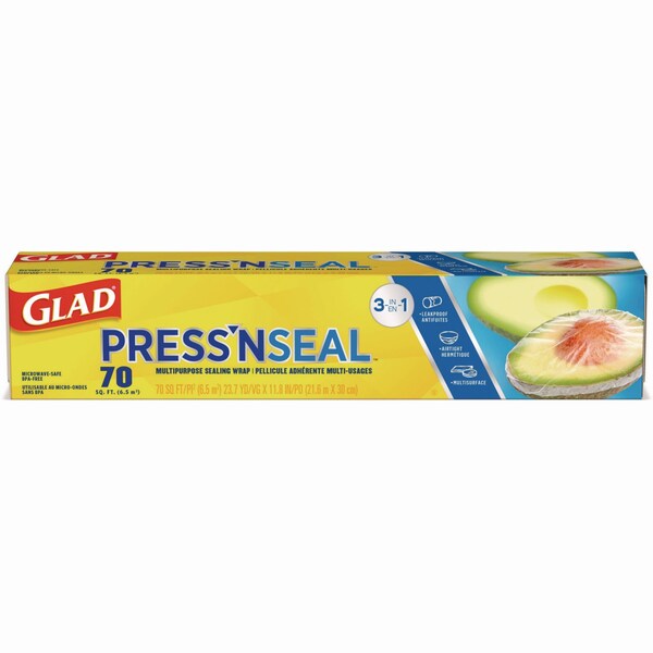 Glad Press'n Seal Food Plastic Wrap, 70 Square Foot Roll, PK12 - CLO 70441