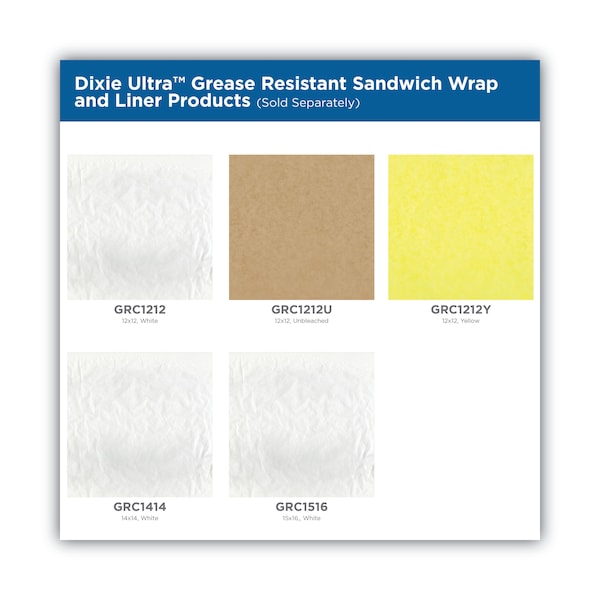 Dixie All-Purpose Food Wrap, Dry Wax Paper, 12 x 12, White, 1000PK - GRC1212