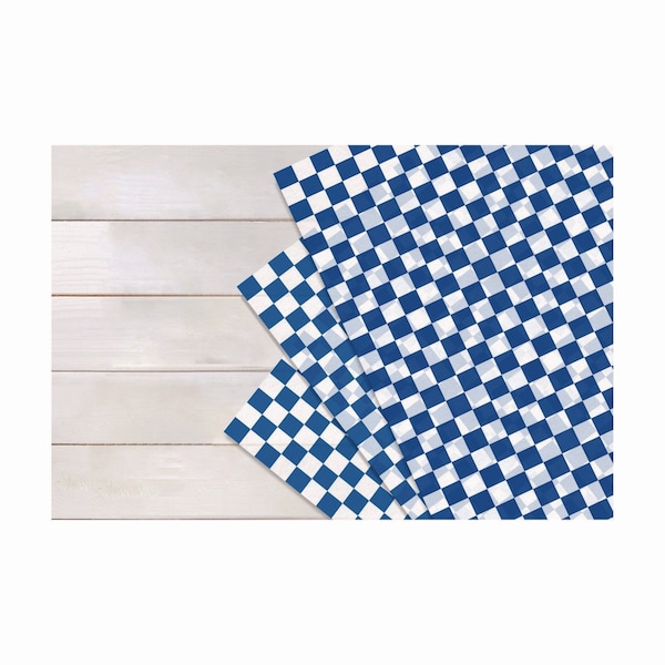 Paterson Grease-Resistant Food Wrap, 12 in. x 12 in., Blue Check, 5000PK - WG01014