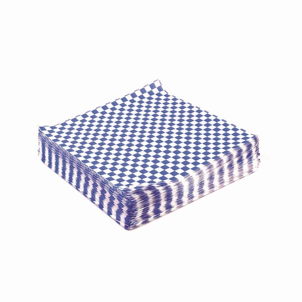 Paterson Grease-Resistant Food Wrap, 12 in. x 12 in., Blue Check, 5000PK - WG01014