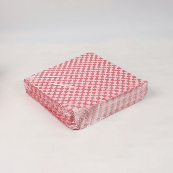 Paterson Grease-Resistant Food Wrap, 12 in. x 12 in., Red Check, 5000PK - WG01008