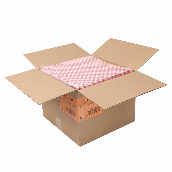 Paterson Grease-Resistant Food Wrap, 12 in. x 12 in., Red Check, 5000PK - WG01008
