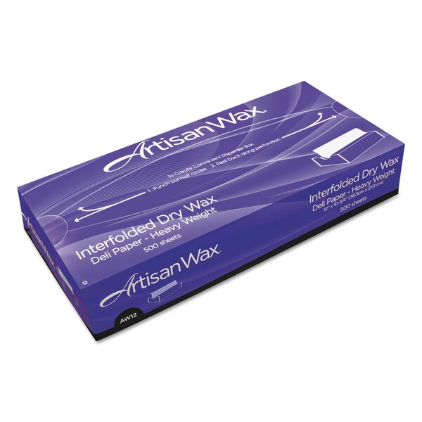 Bagcraft WF12 Interfolded Dry Wax Deli Paper, 12 x 10.75, White, 500/Box, PK12, 12PK - P012012