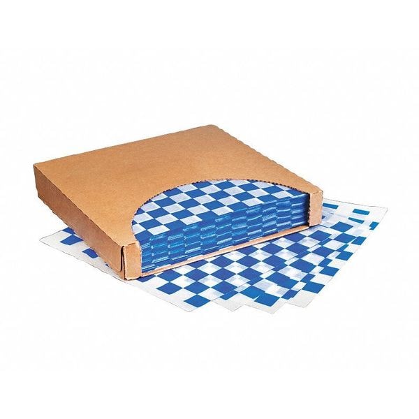 Value Brand Blue Checkered Dry Waxed Food Sheets, 12 x 12", PK 1000 - F-3732