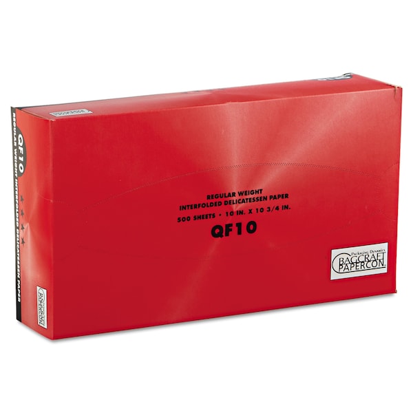Bagcraft QF10 Interfolded Dry Wax Paper, 10 x 10 1/4, White, PK6000 - P011010