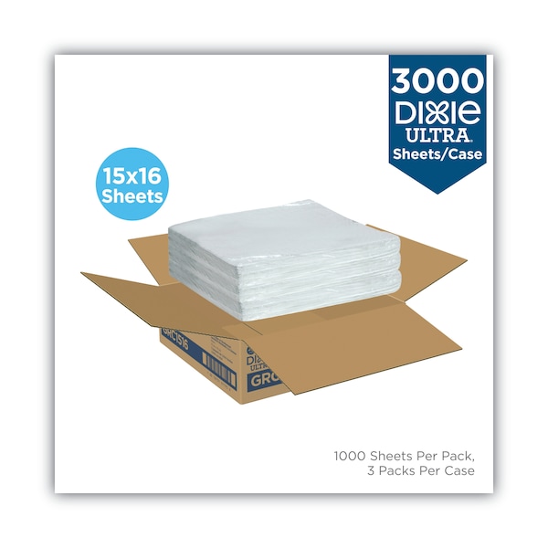 Dixie All-Purpose Food Wrap, Dry Wax Paper, 15 x 16, White, PK1000 PK - GRC1516