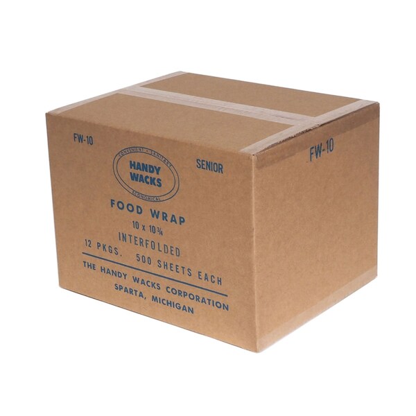 Handy Wacks Interfolded Food Wrap Deli Sheets, 10.75 x 10, 500 Box, 12 Boxes/Carton, 12PK - FW10