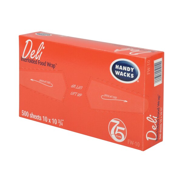 Handy Wacks Interfolded Food Wrap Deli Sheets, 10.75 x 10, 500 Box, 12 Boxes/Carton, 12PK - FW10