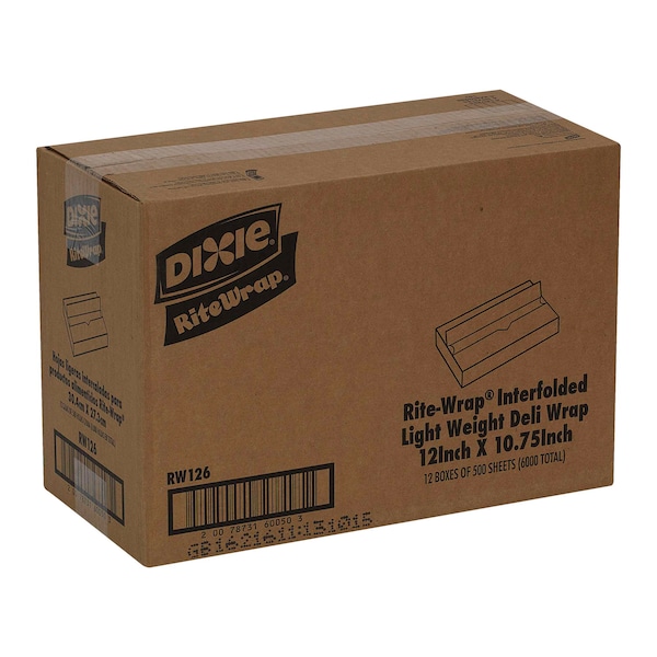Rite-Wrap Interfolded Light Weight Dry Waxed Deli Papers 12x10.75 White, PK6000 - RW126