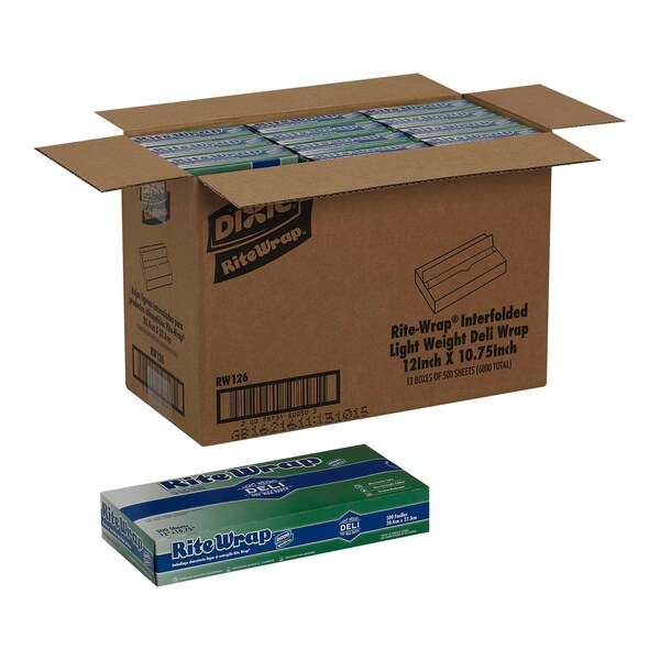 Rite-Wrap Interfolded Light Weight Dry Waxed Deli Papers 12x10.75 White, PK6000 - RW126