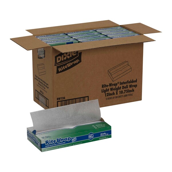 Rite-Wrap Interfolded Light Weight Dry Waxed Deli Papers 12x10.75 White, PK6000 - RW126