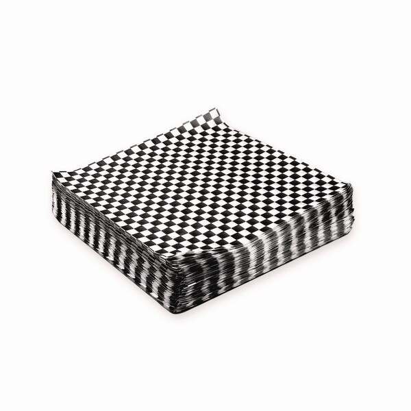 Paterson Grease-Resistant Food Wrap, 12 in. x 12 in., Black Check, 5000PK - WG01006