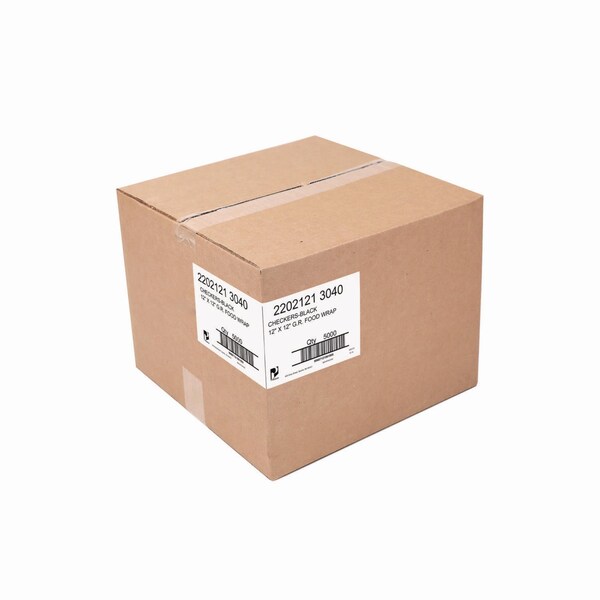 Paterson Grease-Resistant Food Wrap, 12 in. x 12 in., Black Check, 5000PK - WG01006