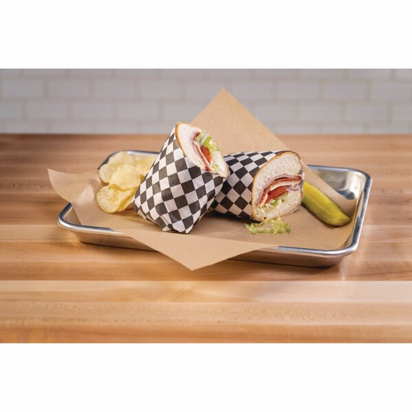 Paterson Grease-Resistant Food Wrap, 12 in. x 12 in., Black Check, 5000PK - WG01006