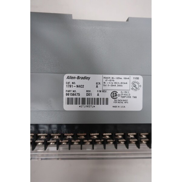 Allen Bradley BLOQUE DE E/S ANALÓGICAS DE 6 PUNTOS DE CA DE 120VAC SERIE A MÓDULO DE E/S - 1791-N4C2