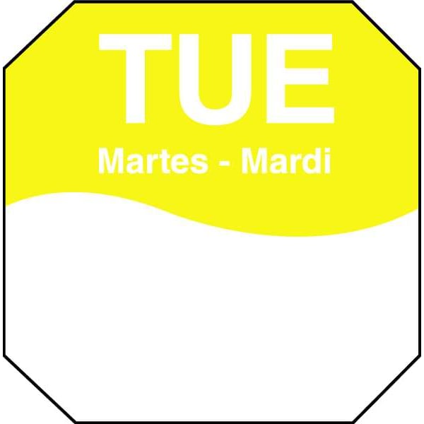 Daymark Day Label, Tuesday, 3-1/7 In. W, PK1000 - 1100602