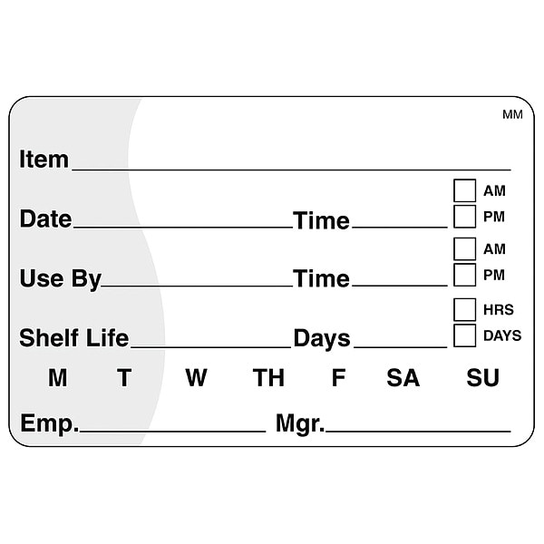 Daymark Food Safety Label, White, 2 in H, 500pk - IT120152