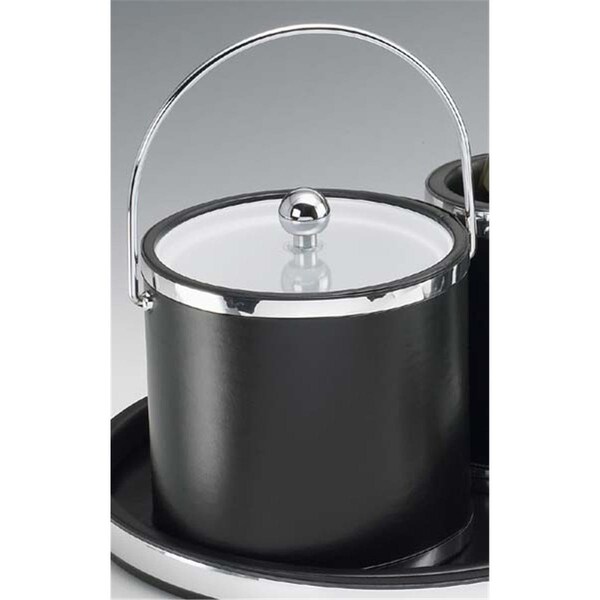Sharptools Sophisticates Black w/Polished Chrome 3 Quart Ice Bucket with Bale Handle Bands and Lucite Cover - SH88570