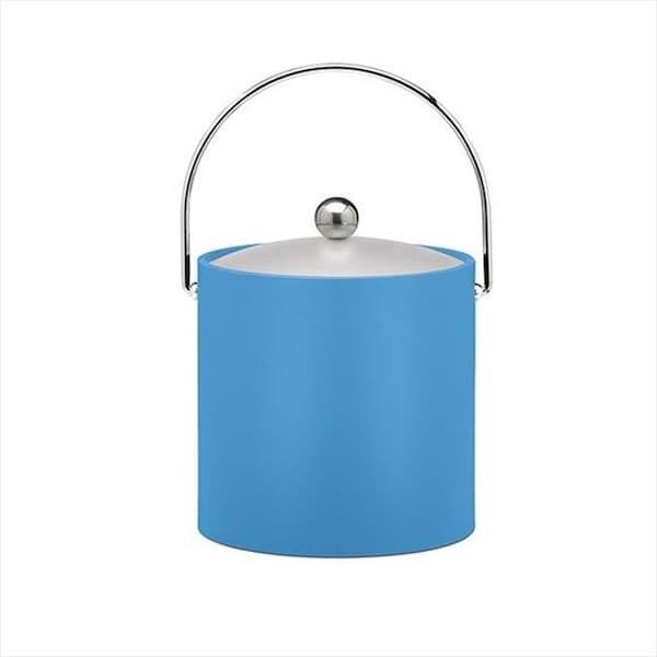 Sharptools B.C. Process Blue 3 Quart Ice Bucket- Chrome Bale Handle- Chrome Flat Knob- Frosted Vinyl Lid - SH650980