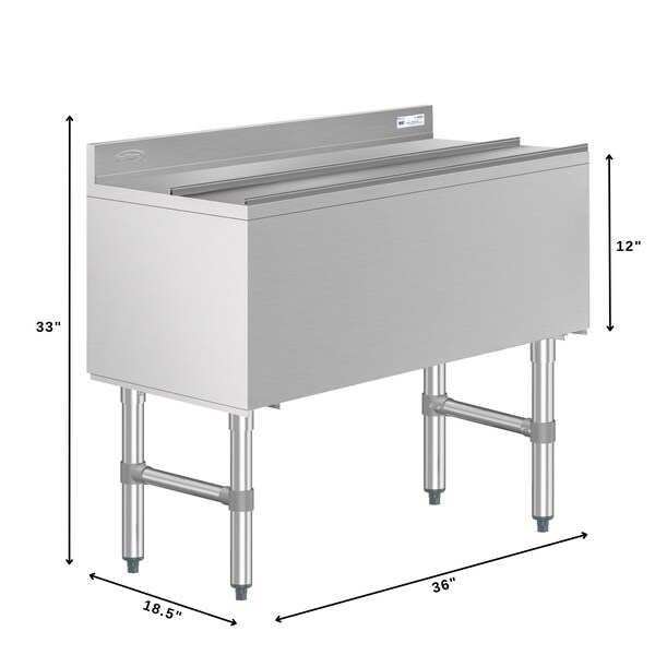 Koolmore 36 in. Commercial Underbar Ice Bin with Siding Lid in Stainless Steel KM-UIB-1836 - KM-UIB-1836