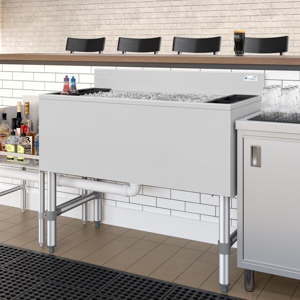 Koolmore 36 in. Commercial Underbar Ice Bin with Siding Lid in Stainless Steel KM-UIB-1836 - KM-UIB-1836
