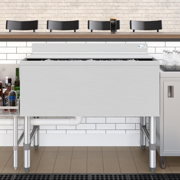 Koolmore 36 in. Commercial Underbar Ice Bin with Siding Lid in Stainless Steel KM-UIB-1836 - KM-UIB-1836