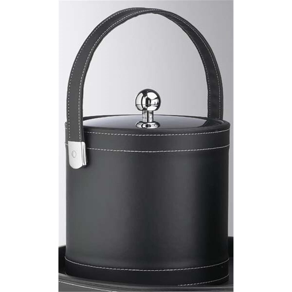 Sharptools Stitched Black 3 Quart Stitched Ice Bucket with Stitched Handle and Metal Cover - SH88573