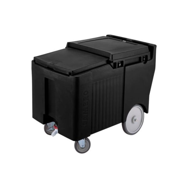 Cambro Cambro ICS175LB110 - Ice Caddy, Black, 125lbs. Cap, Short, 2 Swivel, 1 w/Brake, 2, 10" Easy Wheels - ICS175LB110