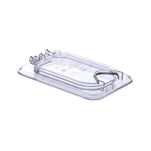 Carlisle Foodservice 1/9 Size Clear StorPlus EZ Access Hinged Notched Cover - 10339Z07