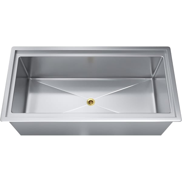 Amgood 18 in. x 36 in. Stainless Steel Drop-In Ice Bin with Sliding Lid - ICE BIN DIIB-183610-Z