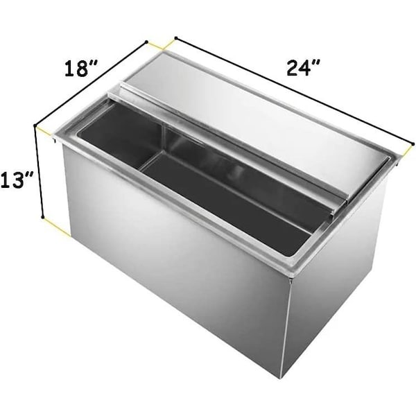 Amgood 18 in. x 24 in. Stainless Steel Drop-in Ice Bin - AMG - ICE BIN XDIIB-182410
