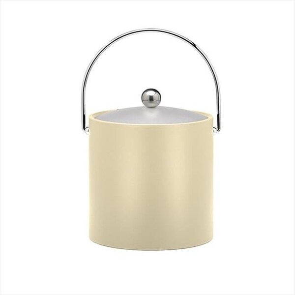 Sharptools B.C. Ivory 3 Quart Ice Bucket- Chrome Bale Handle- Chrome Flat Knob- Frosted Vinyl Lid - SH650979